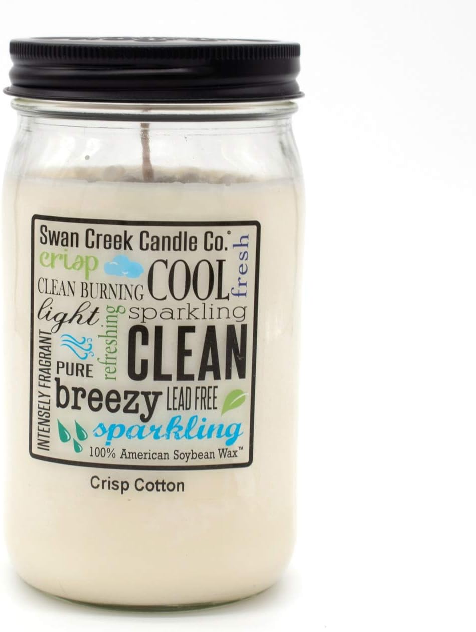 Swan Creek Pantry Jar Candle - Crisp Cotton (Medium 12oz)